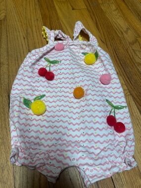 Unbranded Pink Fruit Pom Pom Baby Romper